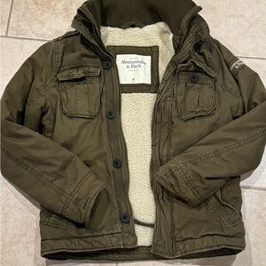 Abercrombie & Fitch Green Puffer Jacket with High Collar